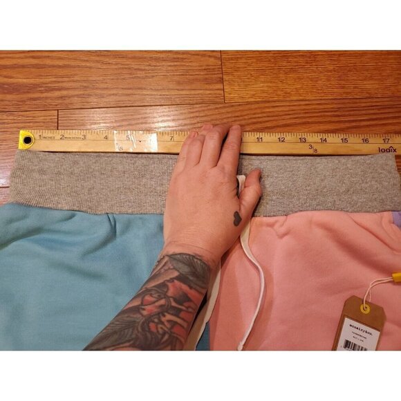 Mcnairy&co Cuffed Sweatpants Womens sz L Multicolor Spring Streetwear Heavy NWT - Picture 5 of 11